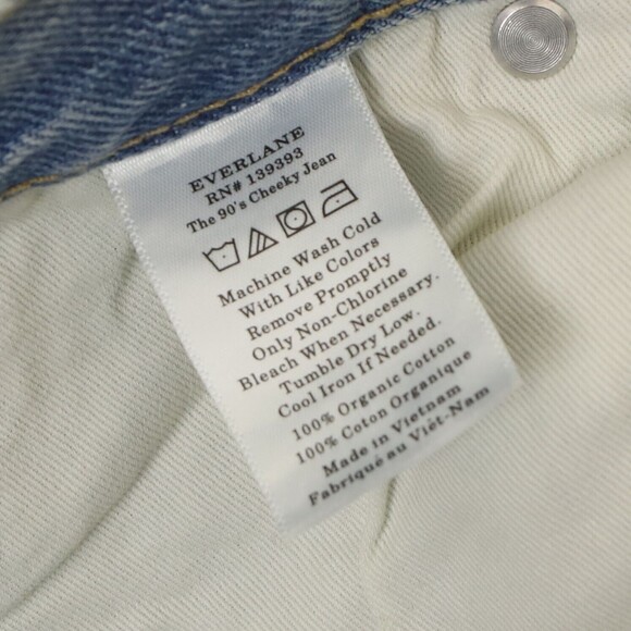 Everlane 90's Cheeky Jean Size 26 Regular Patched Blue Denim Organic Cotton B70 - Picture 6 of 6